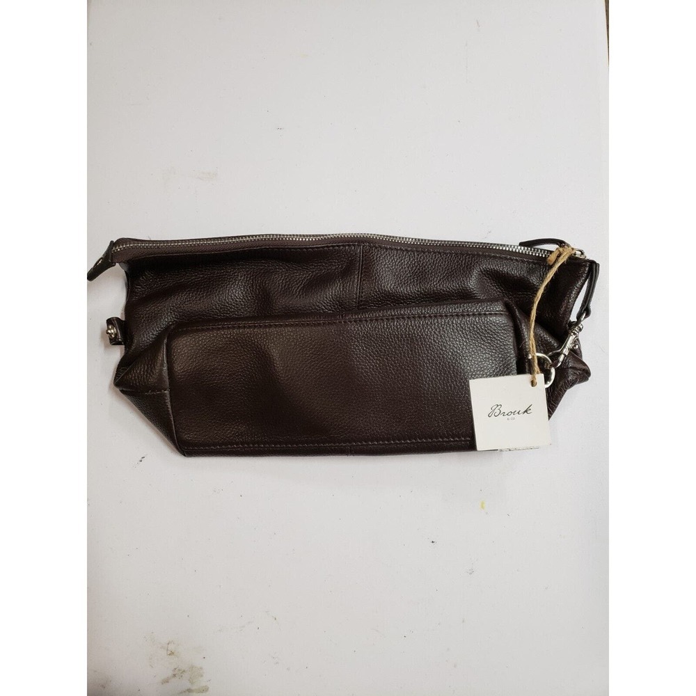 Brouk Handbag Womens One Size Brown Genuine Leather Travel Zipper Tote Bag NWT